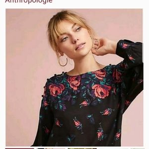 Anthropologie MAEVE floral knit blouse top